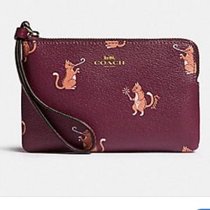 Coach Party Cat Print Wristlet